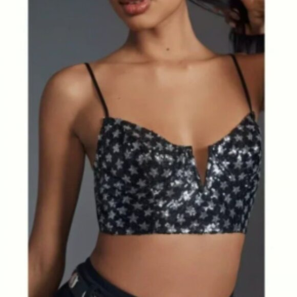 by Anthropologie Sequin Star Print Bralette - Picture 2 of 7